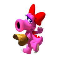 Birdo pitching in Mario Super Sluggers