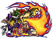 Bowser killing Waluigi and Koopa in Mario Strikers