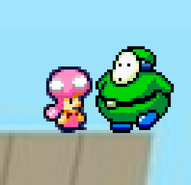 Toadette about to push Bobei off the cliff......