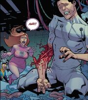 Mark breaks his arm after punching Allen, realizing that he lost his powers.