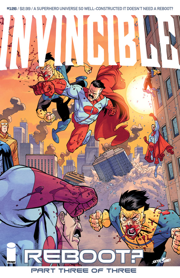 invincible,comic,robert kirkman,city,image  comics,cover,superheroes,guardians of the globe,mark grayson,nolan  grayson,omni man,atom eve | Poster