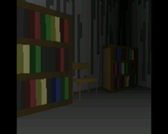 The bookshelves where the rusty key is obtained