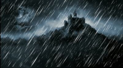 Stock-footage-scary-dark-castle-animation-showing-painting-of-dark-castle-at-midnight