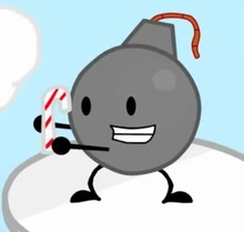 Bomb with a candy cane.