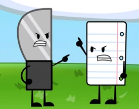 Knife and Paper arguing in 