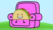 Taco on a pink chair