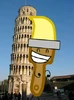 Paintbrush is ecstatically happy to be at The Leaning Tower of Pisa
