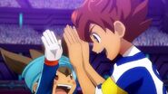 Tenma and Shinsuke high five