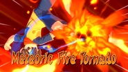 Meteodd Fire Tornado in Inazuma Eleven Eiyuutachi no Victory Road's English localization.
