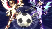 Tenma and Yuuichi shooting.