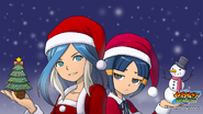 Santa Yagami and Santa Clara in official artwork for Inazuma Eleven Online.