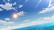 Alpha shot his ball to stop Gouenji's ball.