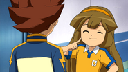 Kinako explains to Tenma how she got the ace striker role.