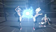 Hakuryuu and Shuu trying to stop Evolution with Zero Magnum.