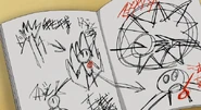 (IE (022)) MTH in Daisuke's notebook.png (232 KB) Majin The Hand in Daisuke's notebook.