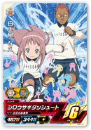 Une Carte du jeu Inazuma Eleven AC : Ōru Sutāzu à l'effigie de Kevin Dragonfly et de Bunny Cottontail