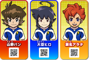 Código QR para desbloquear a los protagonistas de Little Battlers eXperience (Van Yamano, Hiro Hughes y Arata Sena)