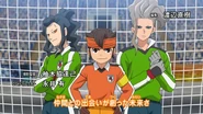 Dave junto a los porteros del Inazuma Japón en el segundo opening de Orion