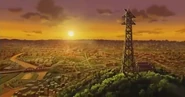Ciudad al atardecer