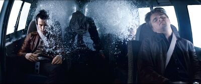  is woken by being driven into a river.