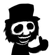 One of black's known shapeshifts, having hair and a hat.