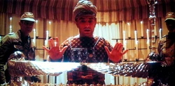 The Tabernacle's entrance with Belloq and  in a deleted scene.