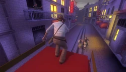 A Tong thug pursuing a cable car carrying Indiana Jones.