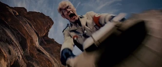 The Mark VII Tank falls off the cliff.