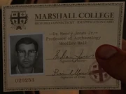 Professor Jones's Marshall College identification card.