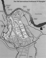 Temple of Doom Sourcebook's map of Shanghai (north points to the left).