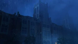 Marshall College at night.