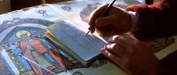 絵を日誌に書き写す