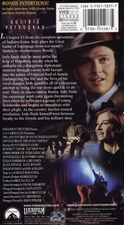 VHS Back Cover Young Indy Russian Revolution with Sean Patrick Flannery and Beata Pozniak