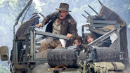 Kingdom of the Crystal Skull - Indy climbing out of the truck with Mutt and Marion in it