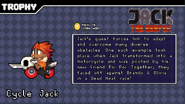 Jack's Hard Mode trophy, showing Poi Poi riding Cycle Jack