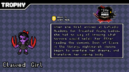 Clawed Girl's trophy page, as seen in Indie Pogo