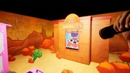 The player looking at rambley's section of rambley's railroad.