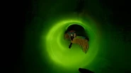 The player getting chased by Mollie Macaw through the tubes.