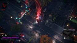 Delsin realiza una Caída de Cometa con Neon.