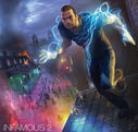 Artwork of Cole on GameInformer's inFamous 2 reveal cover.