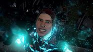 After draining a core relay, a vision shows of Delsin using the new power.