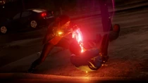 Delsin executes a police officer with neon.