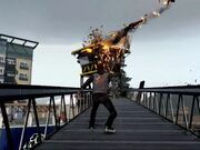 Delsin Blowing Up a Tower
