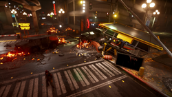 Delsin dociera do miejsca walki Hanka z DOZ (inFamous Second Son)