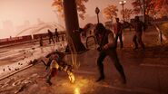 Instead of using his chain, Delsin punches the ground for his meele attack.