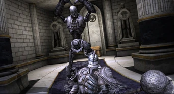 Siris fights Adamantine Golem