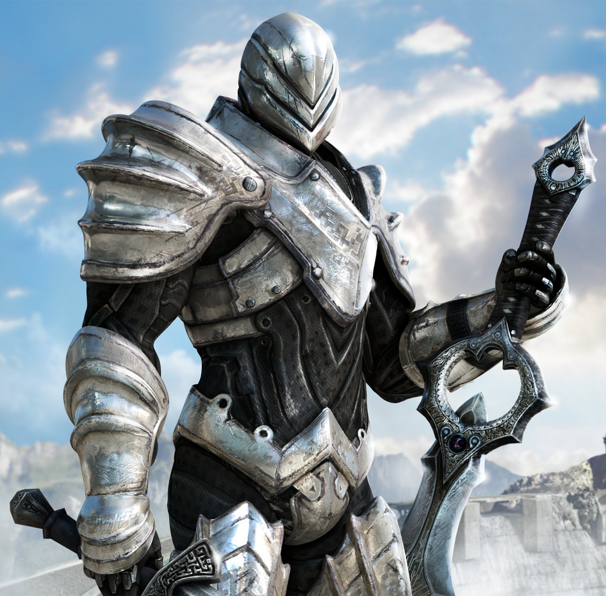 Siris, from Infinity Blade 1 (Plate Armor, Blue Steel Helm) : r