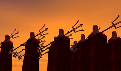 An army of Sclivel corps soldiers standing by and awaiting orders.