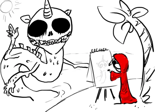 SIDT sketching the mystical creature