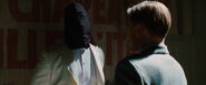 Aldo Raine in front of Hans Landa